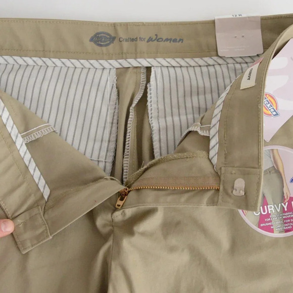 Dickies Beige Curvy Style Stretch Twill Pants Size 12R NWT - Picture 13 of 16
